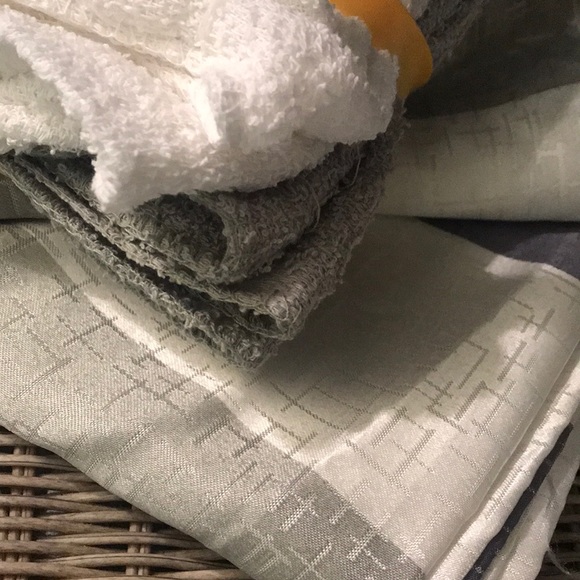 Striped Fabric Shower Curtain & Wash Cloth Set - Picture 7 of 7